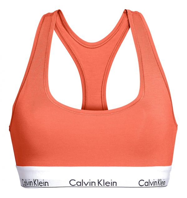 CALVIN KLEIN - Bralette Cotton Stretch oranžová - športová podprsenk