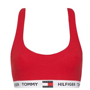 TOMMY HILFIGER - Logo červená braletka z organickej bavlny - športová podprsenk