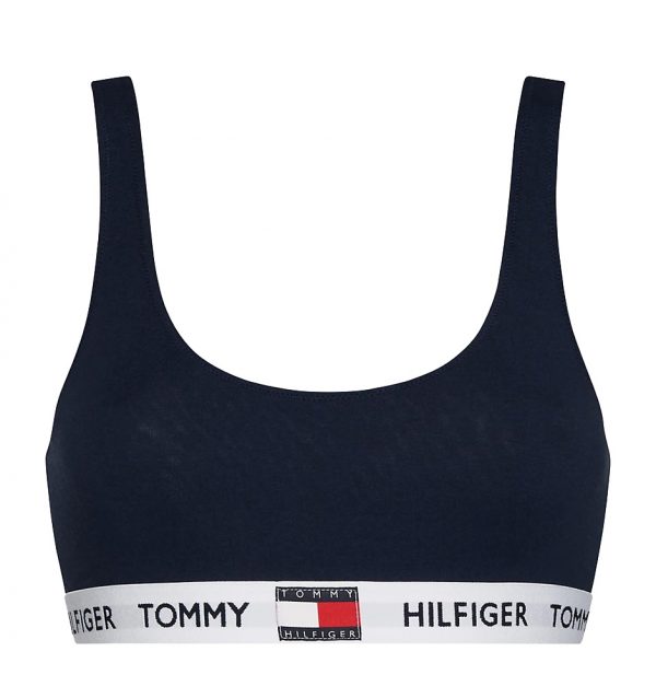 TOMMY HILFIGER - Tommy cotton tmavomodrá braletka z organickej bavlny - športová podprsenk