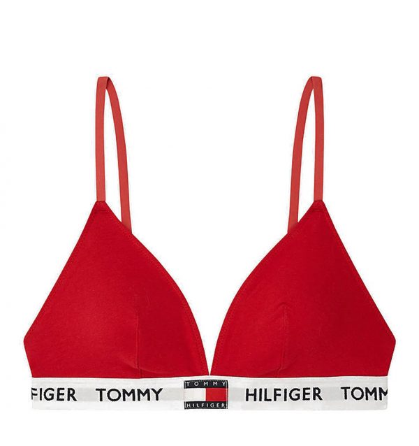 TOMMY HILFIGER -  Tommy cotton červená podprsenka s jemnou výstužou a nastaviteľnými ramienkami - športová podprsenk