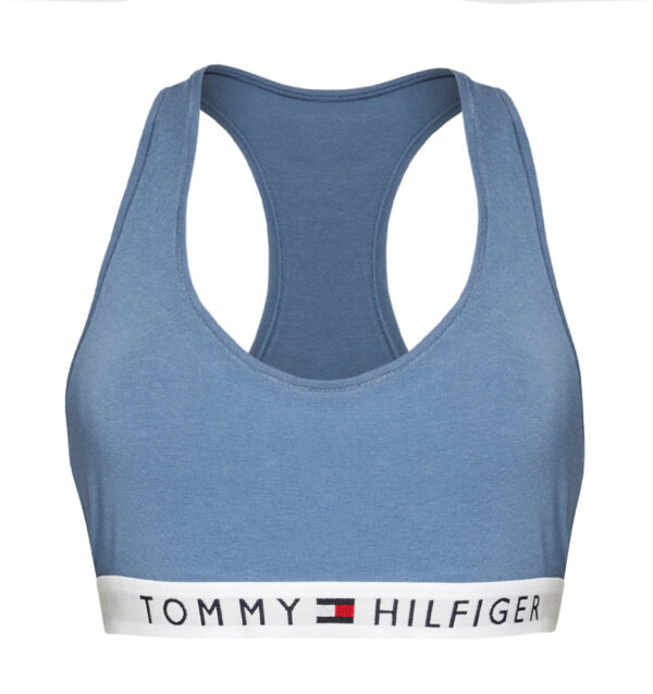 TOMMY HILFIGER - braletka Tommy original cotton iron blue z organickej bavlny - limitovaná edícia - športová podprsenk